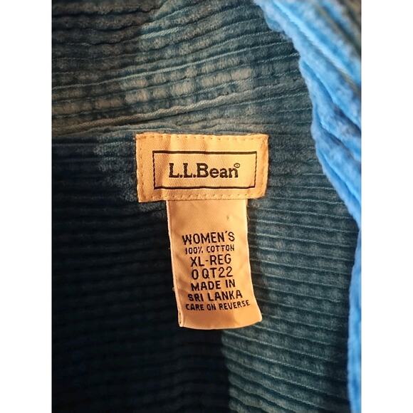 L. L. Bean Corduroy Button-up Shirt Shacket Teal Heavyweight Outdoor Cotton XL - Picture 4 of 4